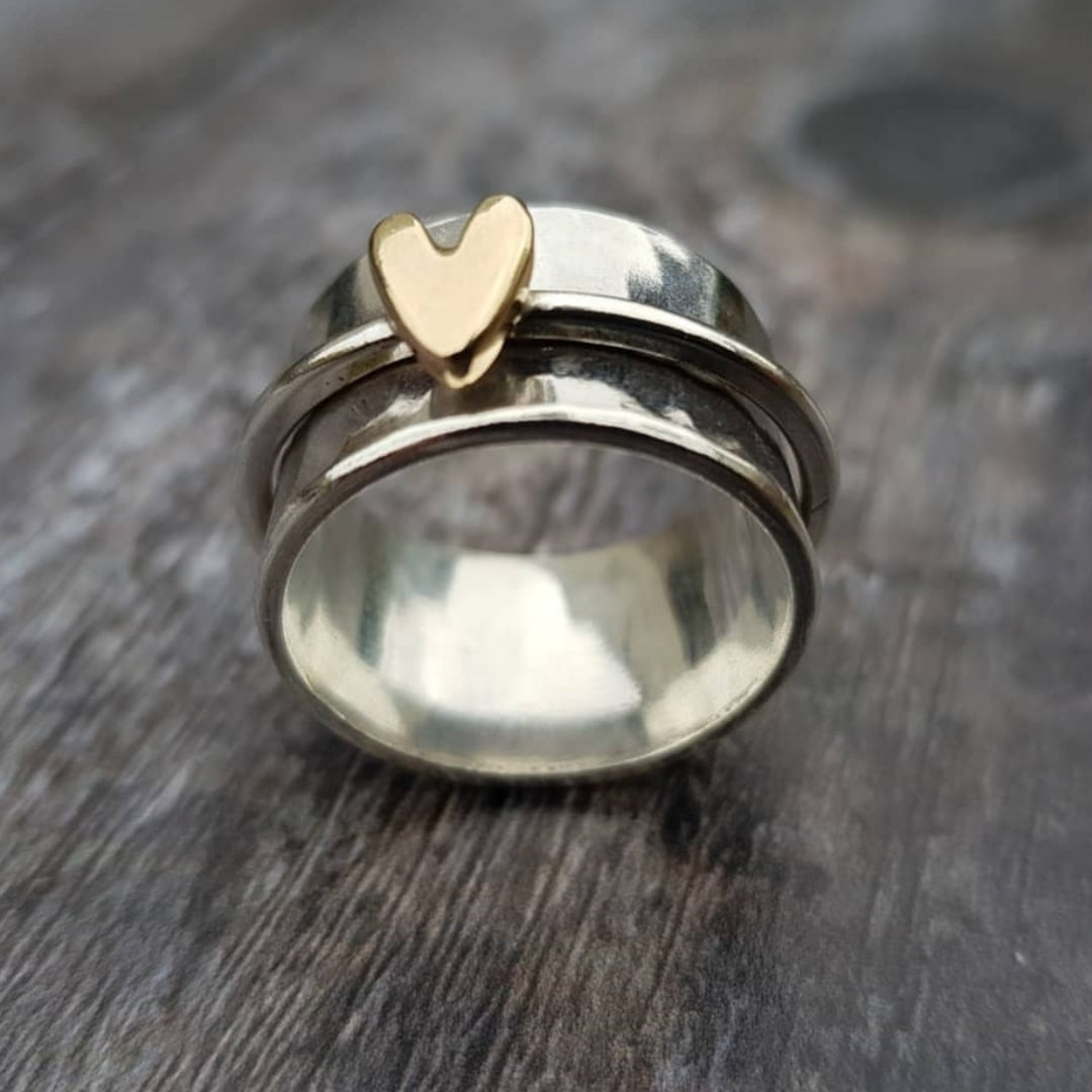 Mely - Bague en Argent avec Cœur en Or