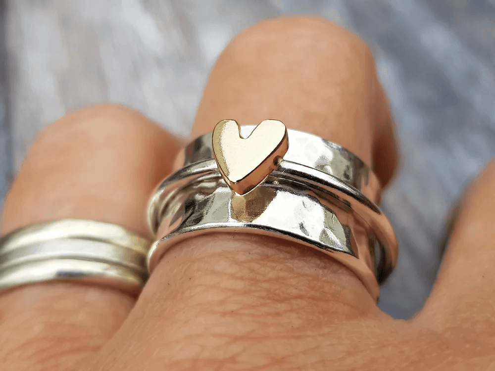 Mely - Bague en Argent avec Cœur en Or