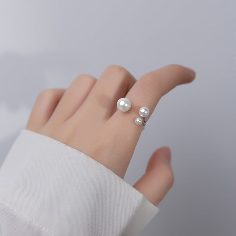 Bague Ajustable en Perles d'Eau Douce Triples