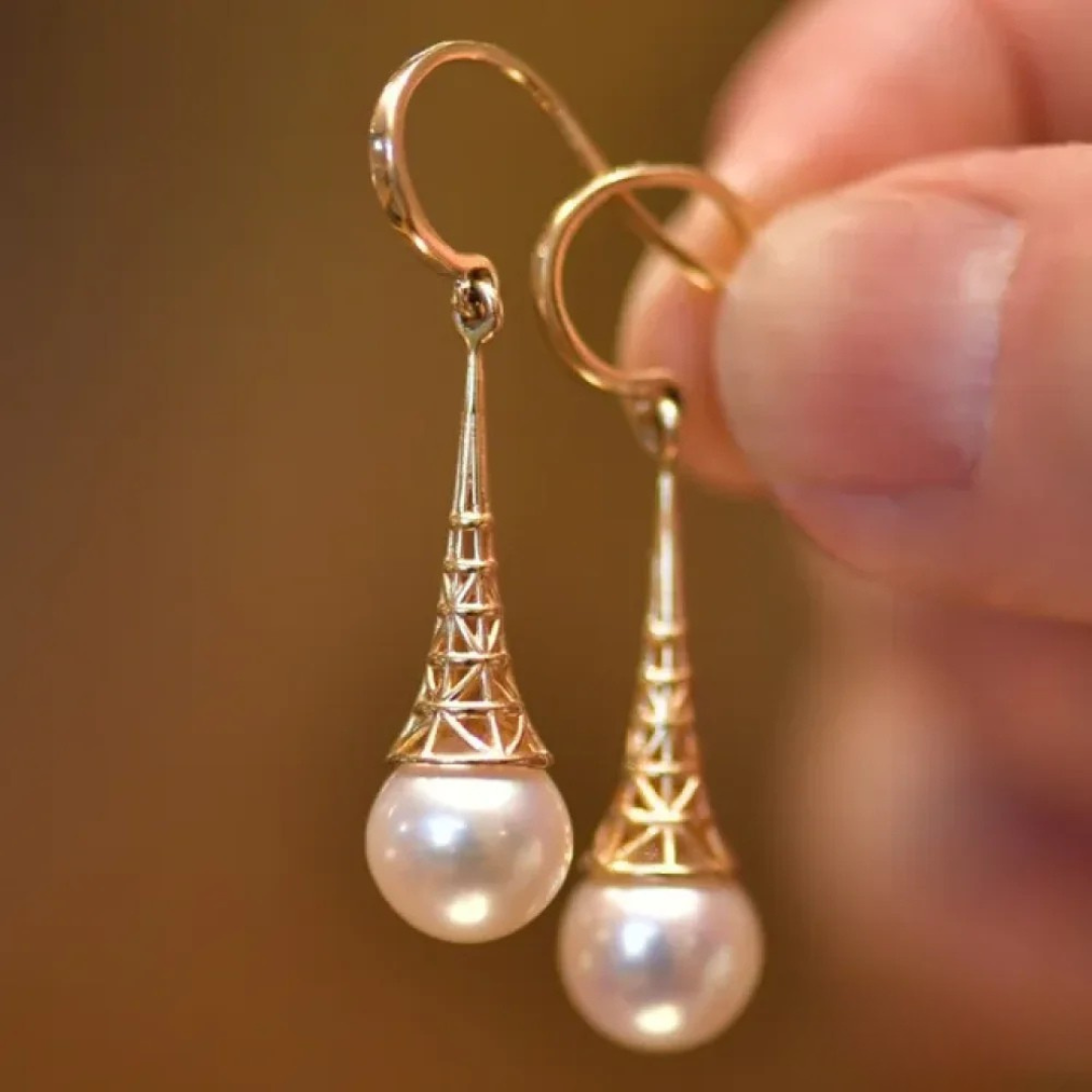 Boucles d'oreilles vintage en perles dorées