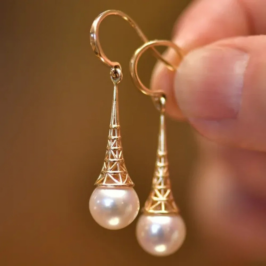Boucles d'oreilles vintage en perles dorées