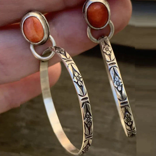Boucles d'oreilles boho en onyx vintage