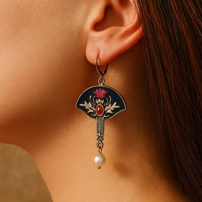 Boucles d'oreilles en perles rouges vintage