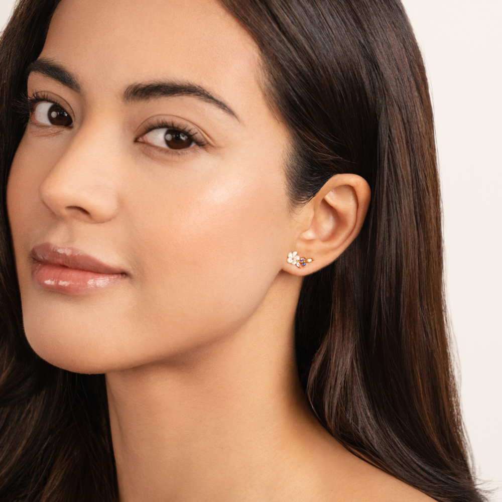 Boucles d'oreilles Fleur Blanche en Cristal