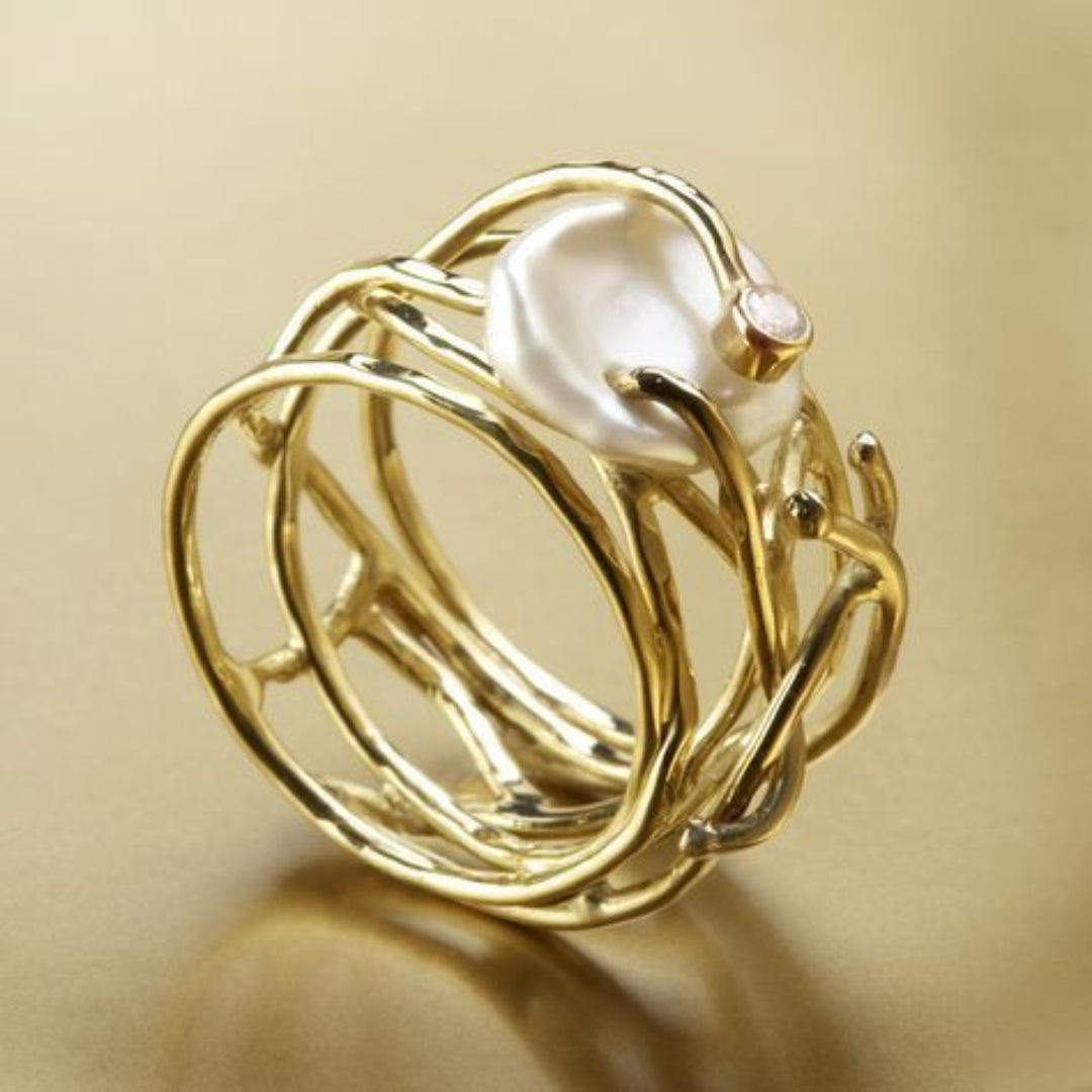 Samira - Bague en Or Fin et Perle