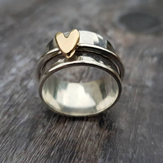 Mely - Bague en Argent avec Cœur en Or