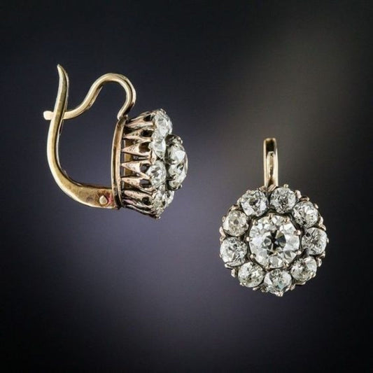 Boucles d'oreilles en or vintage exclusives avec incrustation de pierre