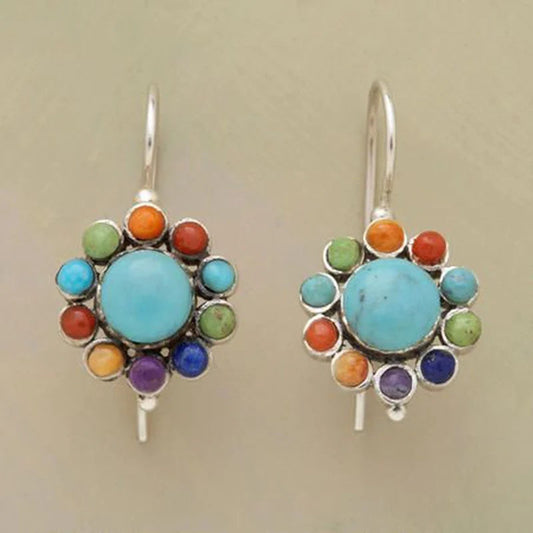 Boucles d'oreilles créoles turquoise multicolores