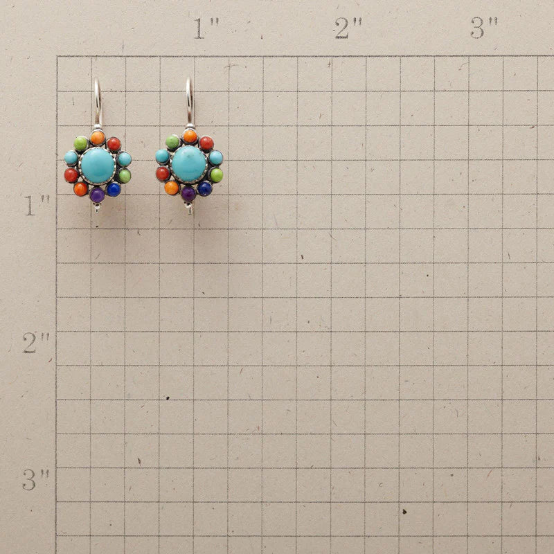 Boucles d'oreilles créoles turquoise multicolores