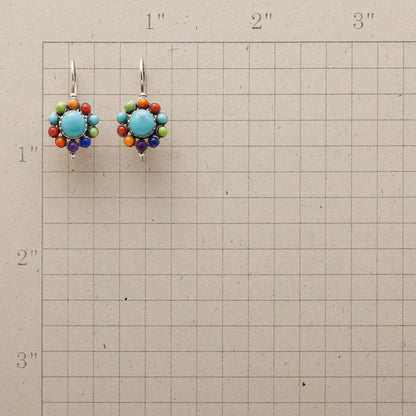 Boucles d'oreilles créoles turquoise multicolores