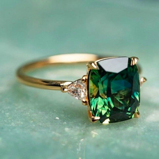 Lycka - Bague en Zirconia Verte en Or