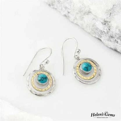 Boucles d'oreilles Boho Saturne : Turquoise & Or