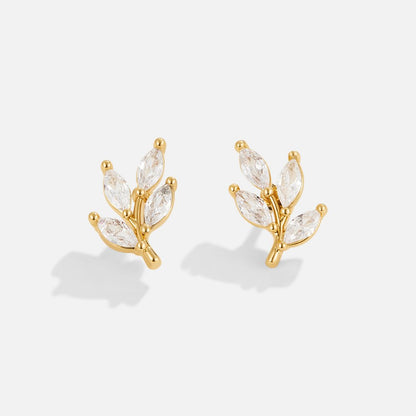 Boucles d'oreilles en cristal chic en forme de feuille