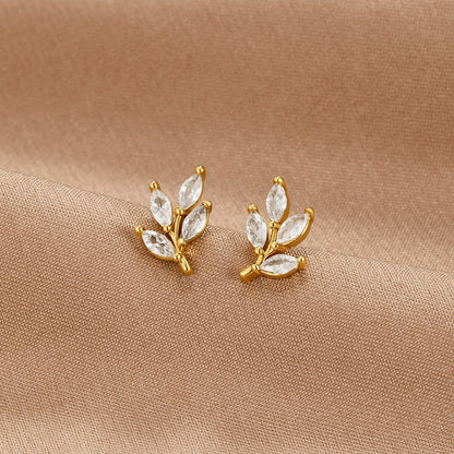 Boucles d'oreilles en cristal chic en forme de feuille