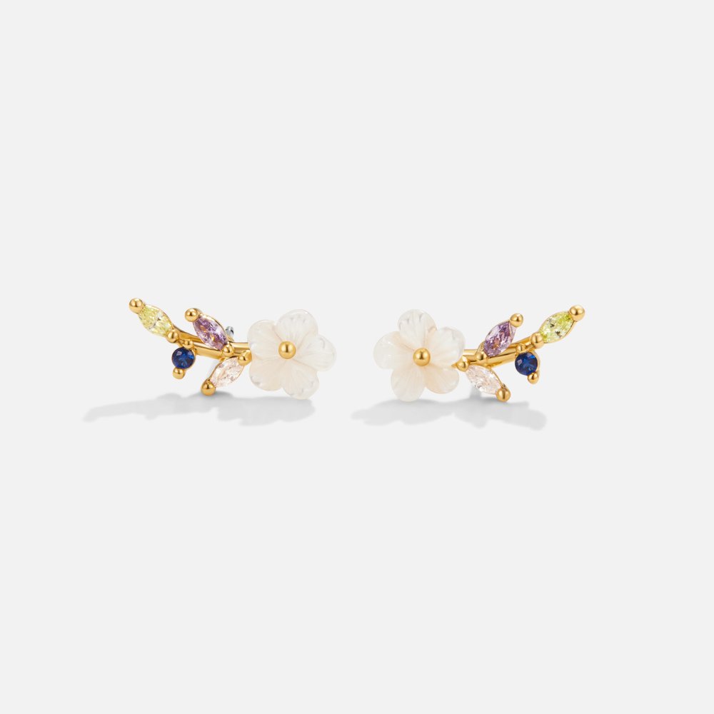Boucles d'oreilles Fleur Blanche en Cristal