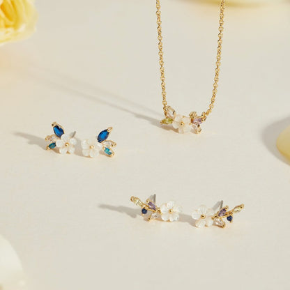 Boucles d'oreilles Fleur Blanche en Cristal
