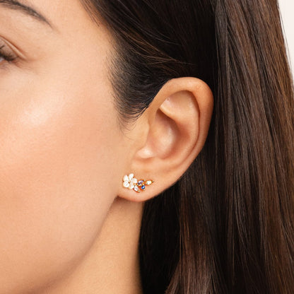 Boucles d'oreilles Fleur Blanche en Cristal