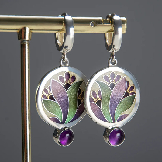 Boucles d'oreilles Boho en cristal Lila