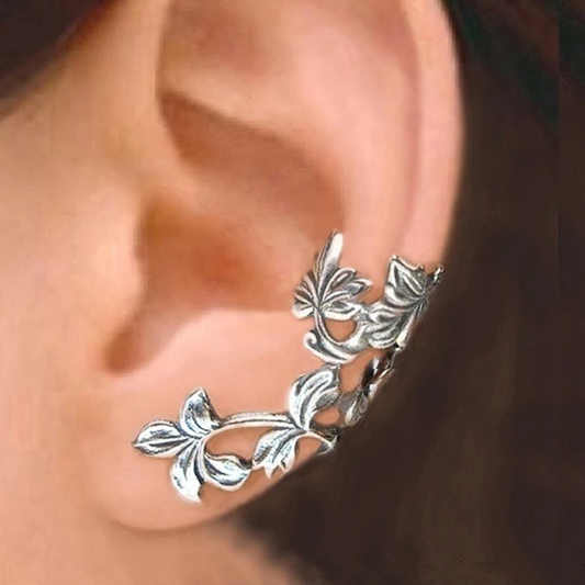 Boucles d'oreilles en argent vintage avec feuilles