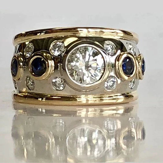 Bague en Zirconium Plaqué Or Vintage