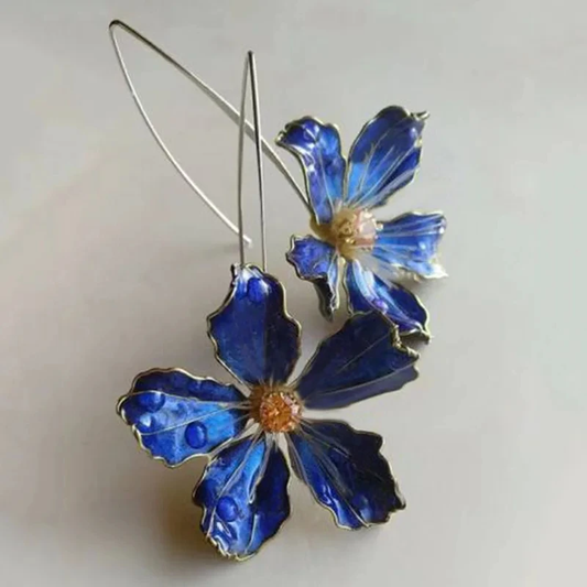 Bliss - Boucles d'oreilles vintage en fleur bleue