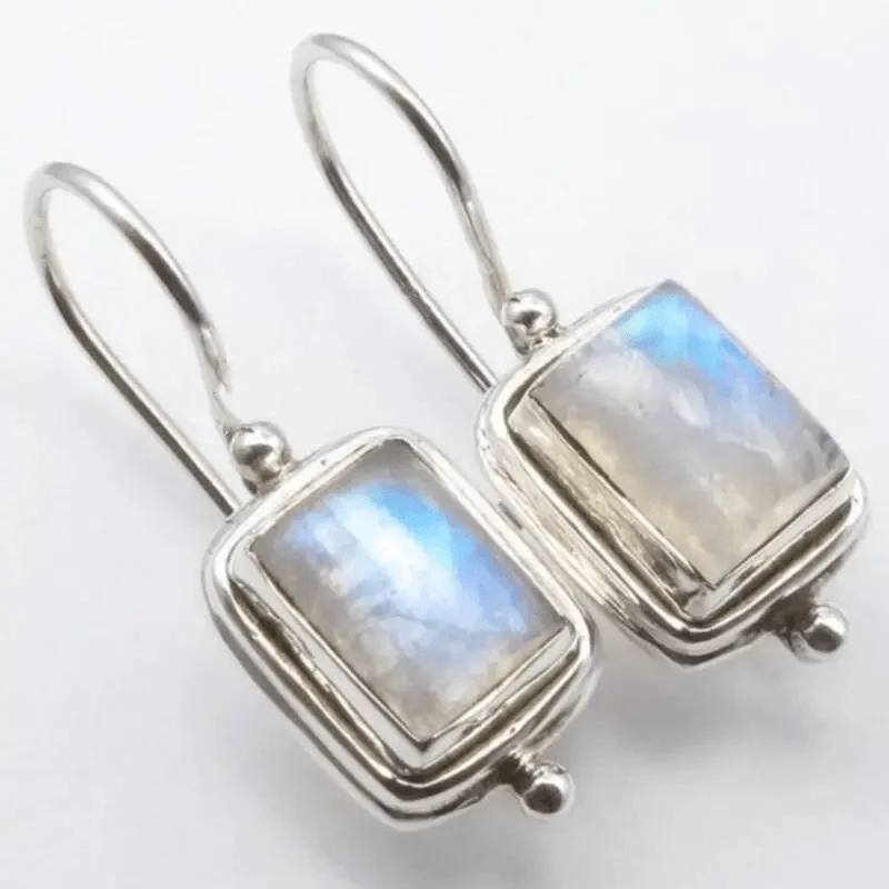 Boucles d'oreilles en Pierre de Lune Carrée