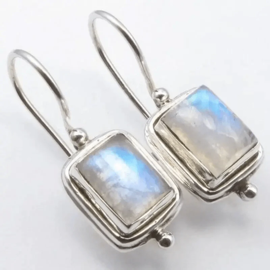 Boucles d'oreilles en Pierre de Lune Carrée