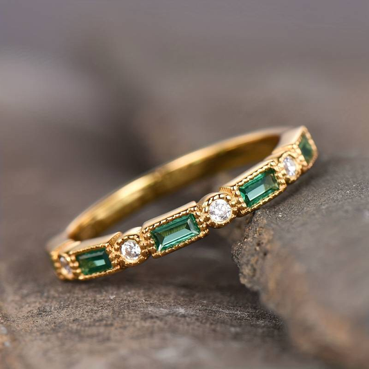 Alex - Ensemble de Bague en Zirconium Doré