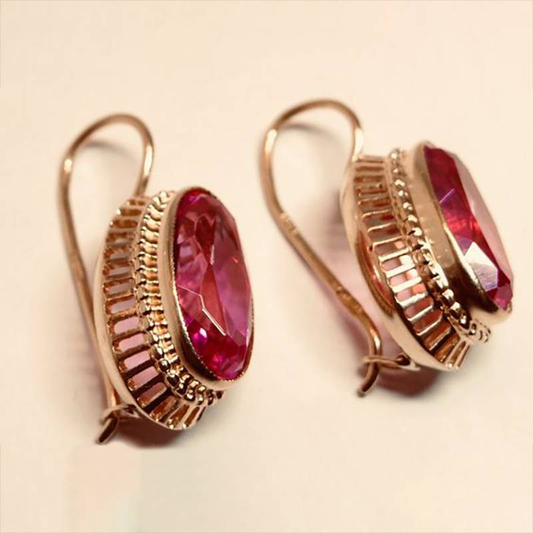 Boucles d'oreilles Vintage Rosa en cristal rose