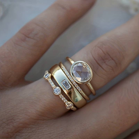 Lily - Ensemble de Bagues en Or Vintage et Zircon