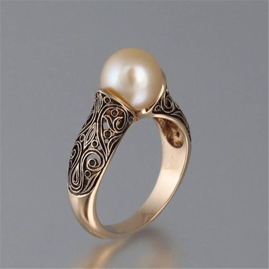 Bague en Perles Vintage Dorée