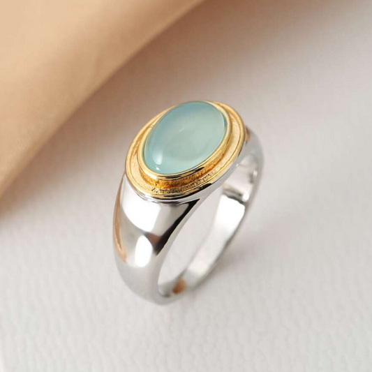 Gabi - Bague en Pierre de Lune Verte Vintage