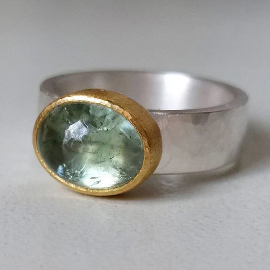 Celeste | Bague Verte Rétro avec Pierre Poli