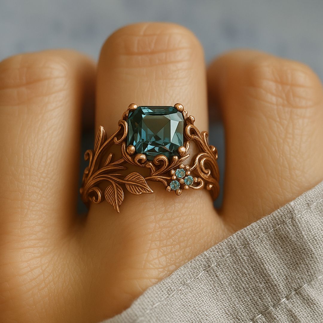Bague en Cristal Vert Naturel