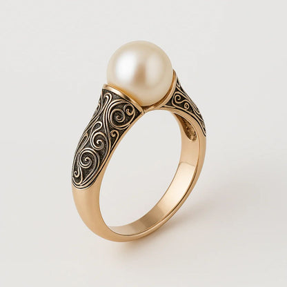 Bague en Perles Vintage Dorée