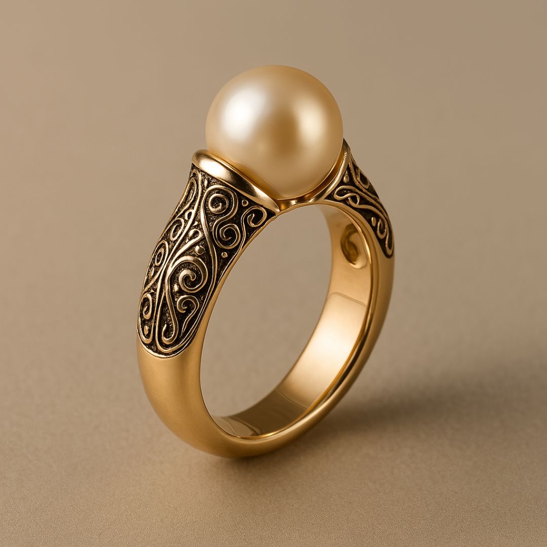 Bague en Perles Vintage Dorée