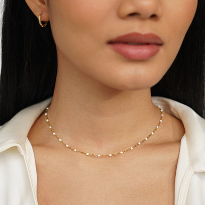 Collier en Perles Blanches Ren