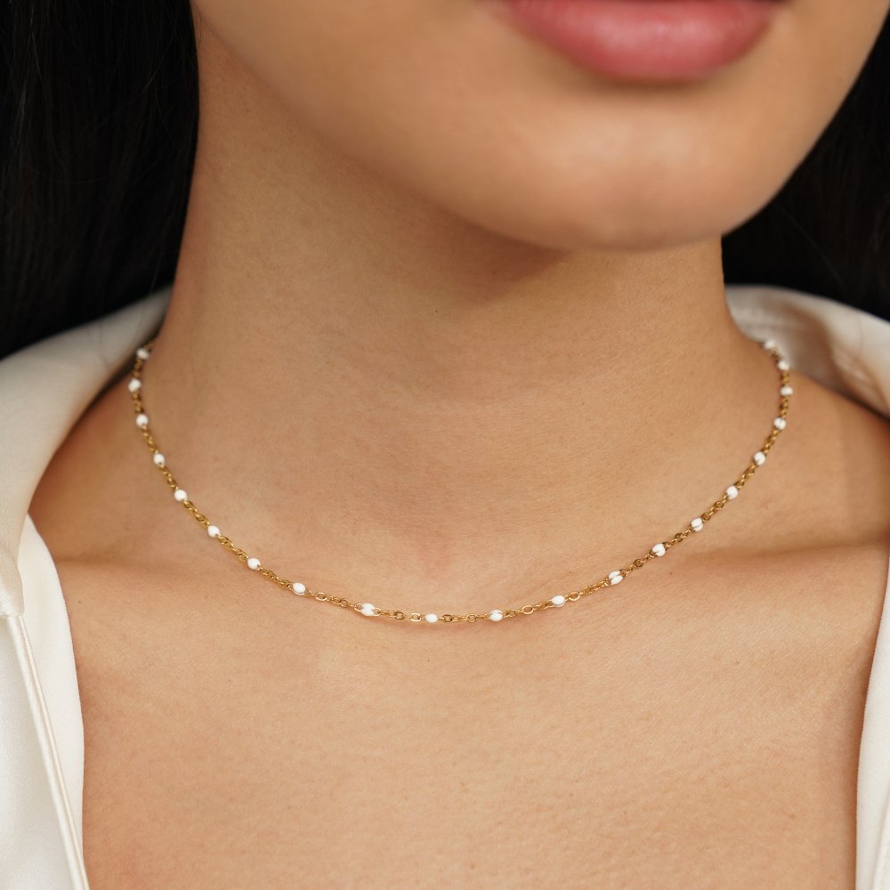Collier en Perles Blanches Ren