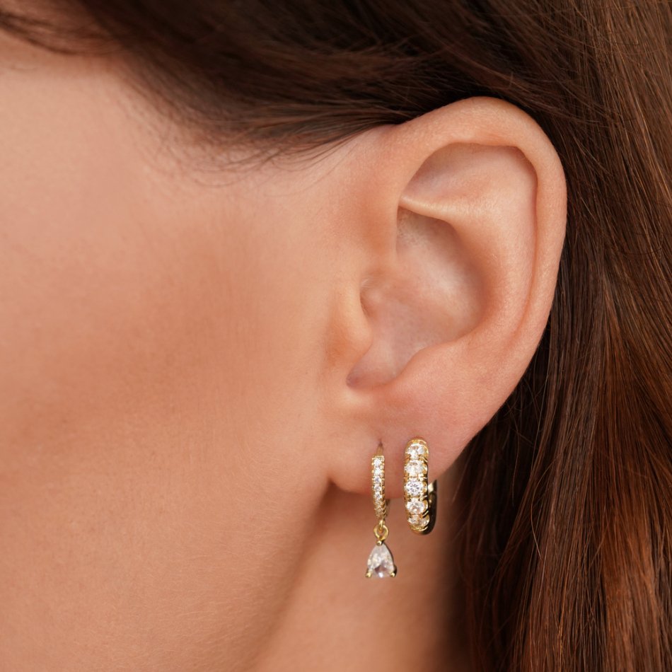 Boucles d'oreilles en cristal doré premium