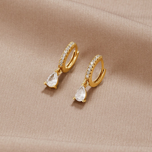 Boucles d'oreilles en cristal doré premium